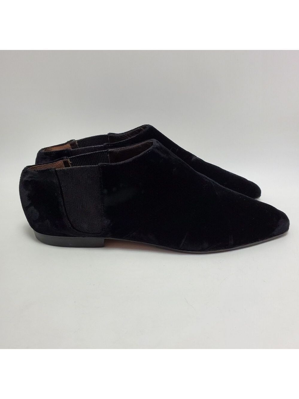 Sergio Rossi Lentini Chelsea Almond Toe Velvet Slip On Flat Shoes Size 37 Black